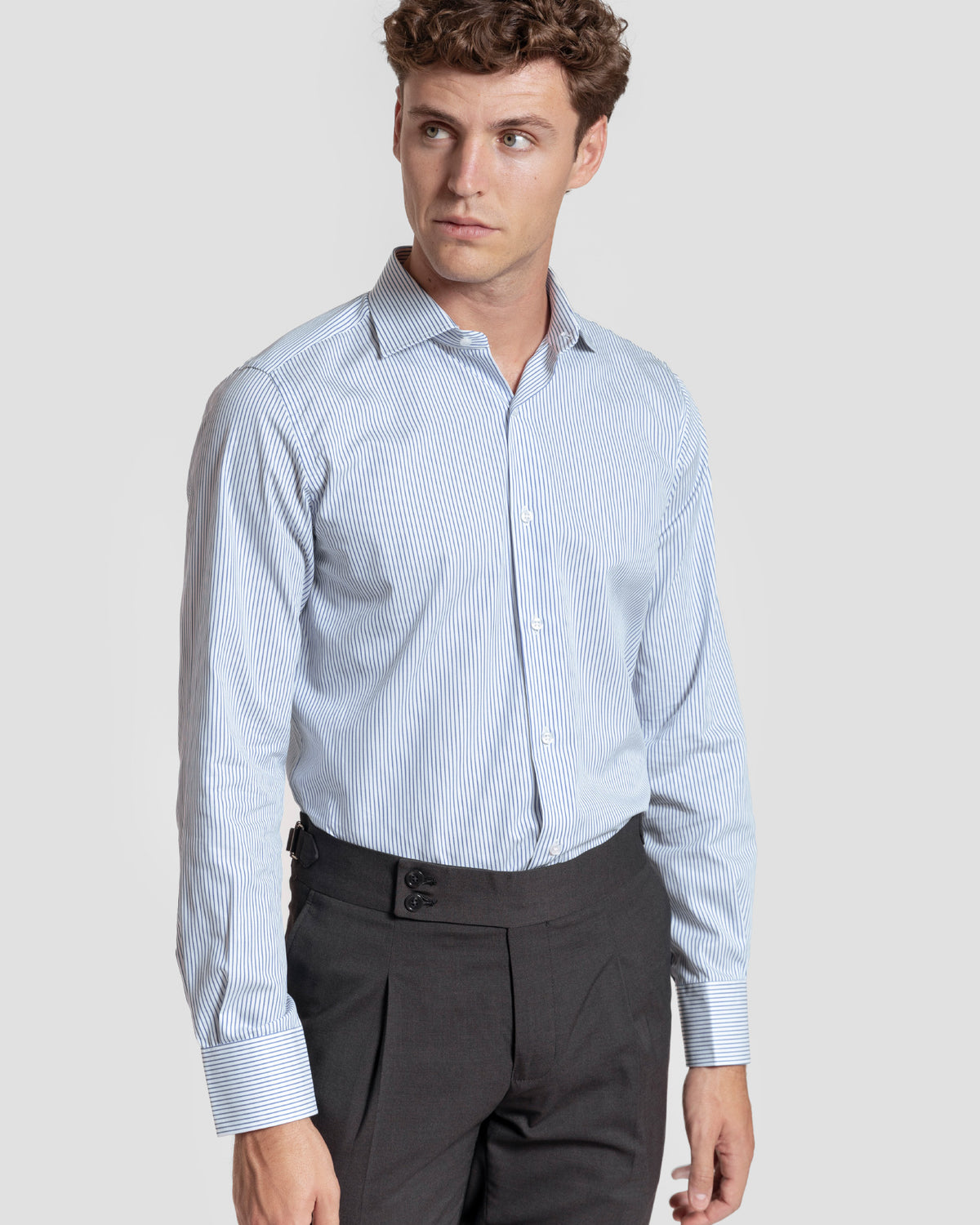 Camisa social azul-marinho com riscas finas - Footprint