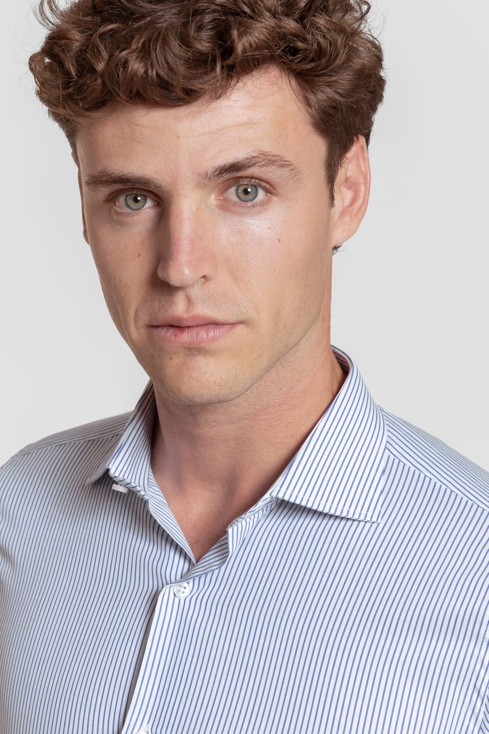 Camisa Vestir Raya Fina Azul Marino