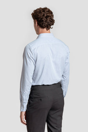 Camisa Vestir Raya Fina Azul Marino