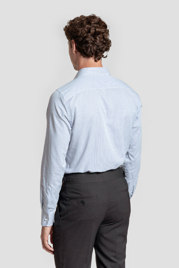 Camisa Vestir Raya Fina Azul Marino