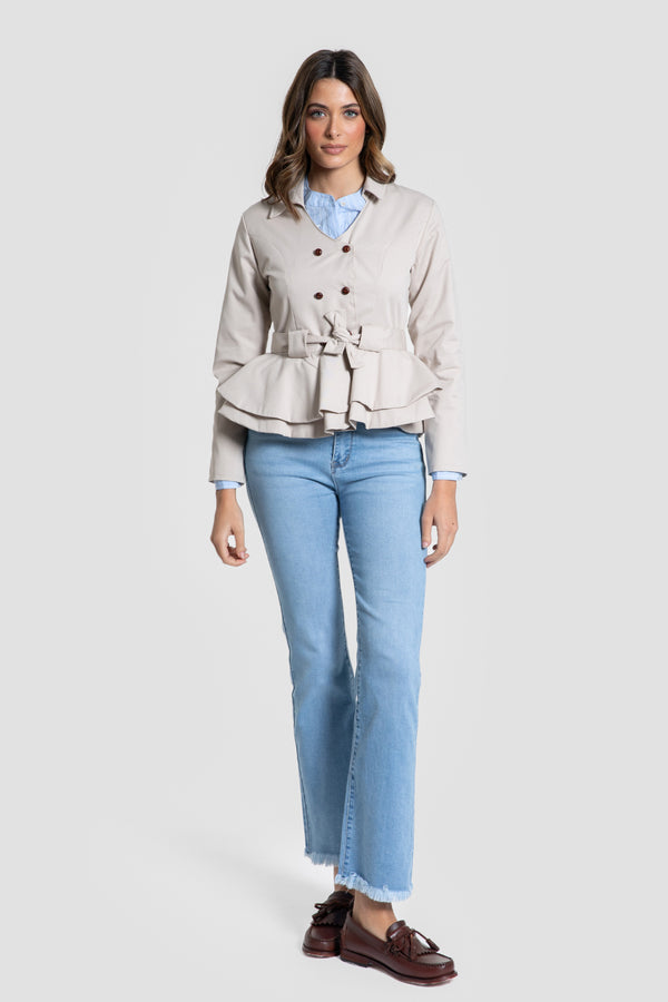 Chaqueta Peplum Hueso