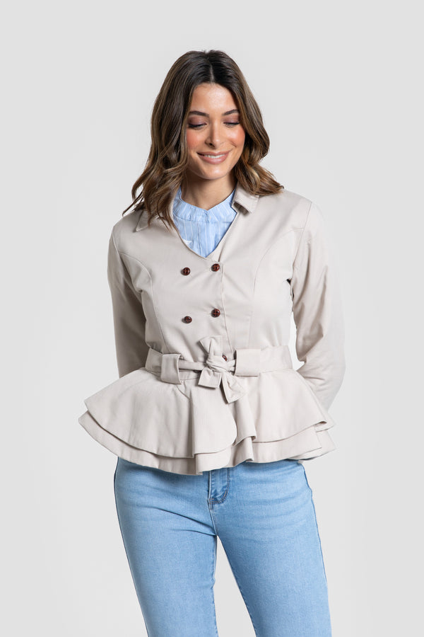 Chaqueta Peplum Hueso