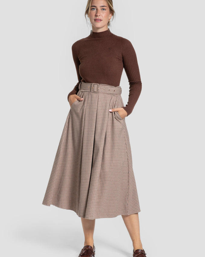 Falda Cuadro Vichy Camel - Brío