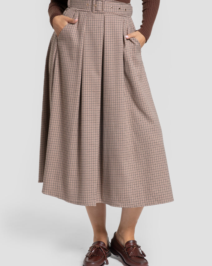 Falda Cuadro Vichy Camel - Brío