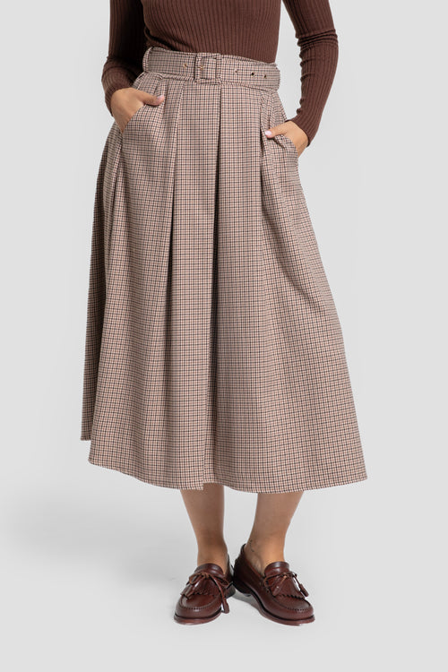 Falda Cuadro Vichy Camel