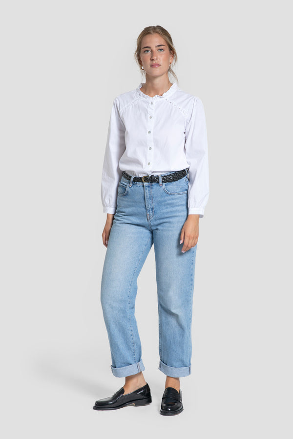 Blusa Cuello Volante Blanca