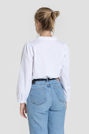 Blusa Cuello Volante Blanca