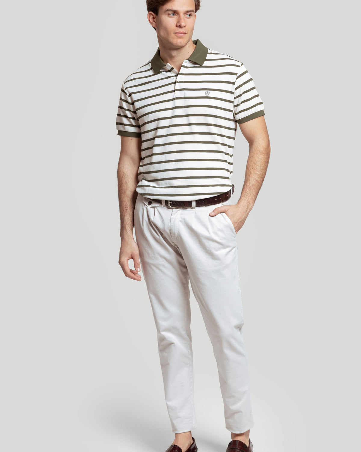 Camisa polo listrada verde