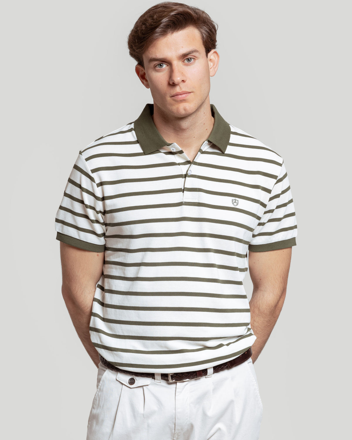 Camisa polo listrada verde