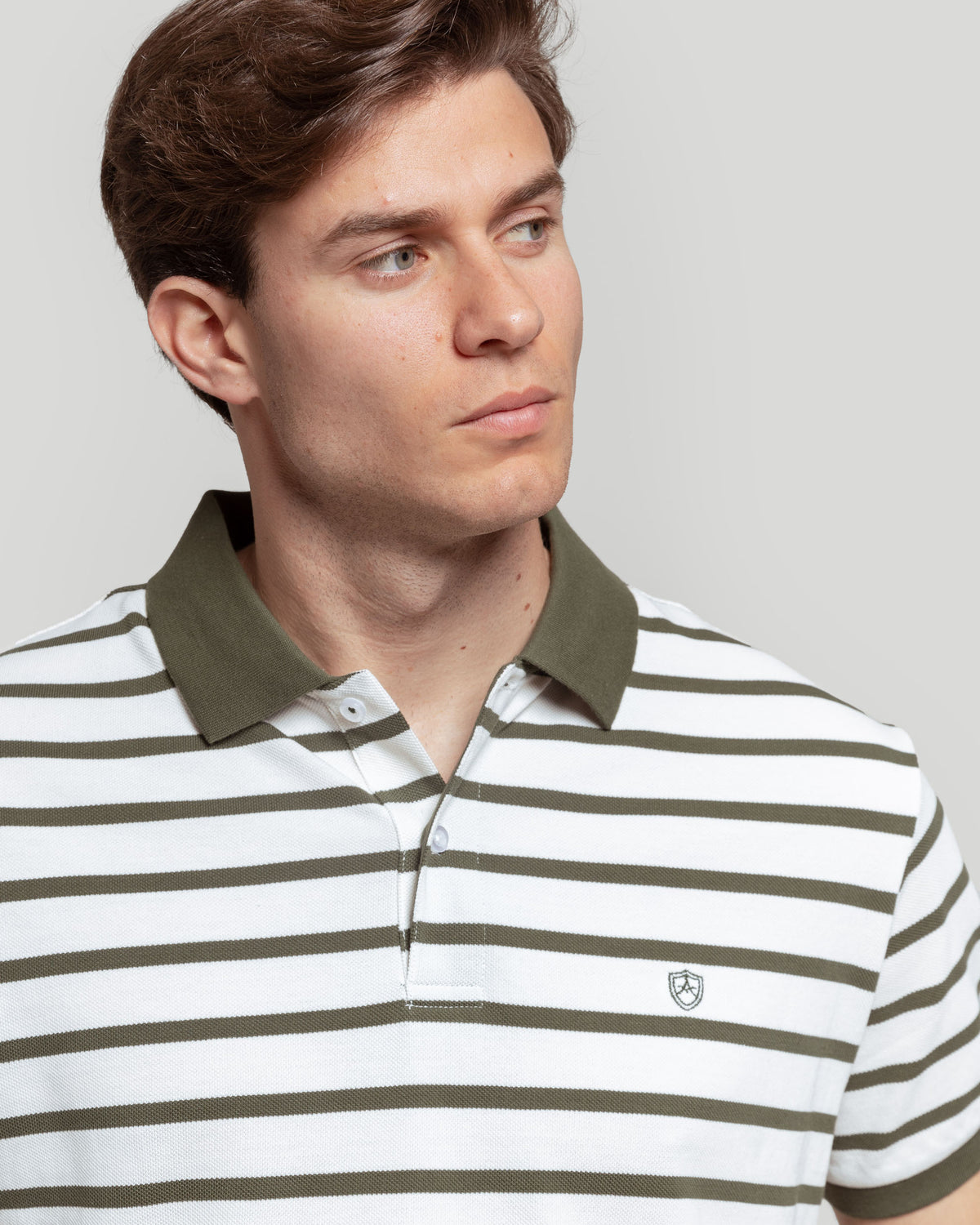 Camisa polo listrada verde