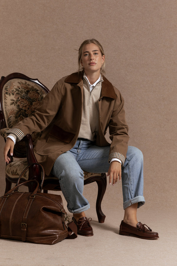 Chaqueta Bolsillo Pana Marron
