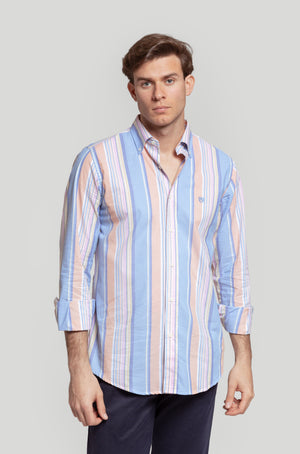 Camisa Raya Celeste Y Naranja