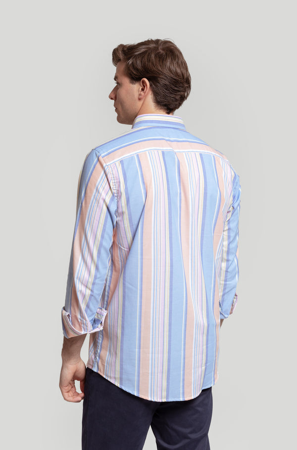 Camisa Raya Celeste Y Naranja
