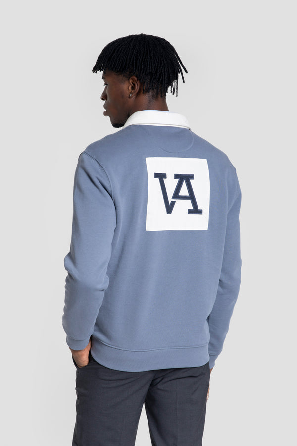 Sudadera Cuello Polo Azul Noche - Huella