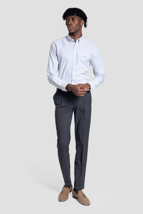 Camisa Oxford Rayas Gris