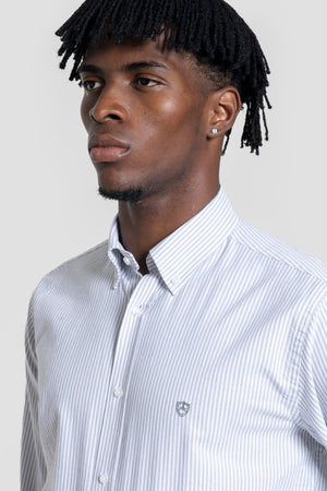Camisa Oxford Rayas Gris