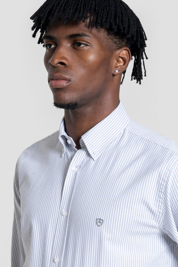 Camisa Oxford Rayas Gris
