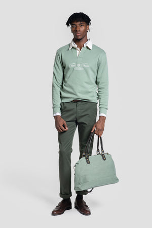 Sudadera Cuello Blanco Verde Menta - Huella