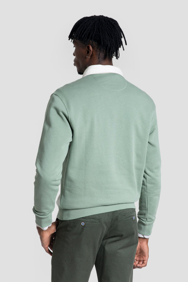 Sudadera Cuello Blanco Verde Menta - Huella