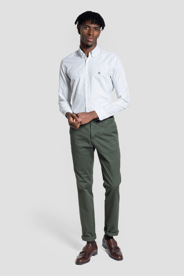 Camisa Rayas Finas Kaki