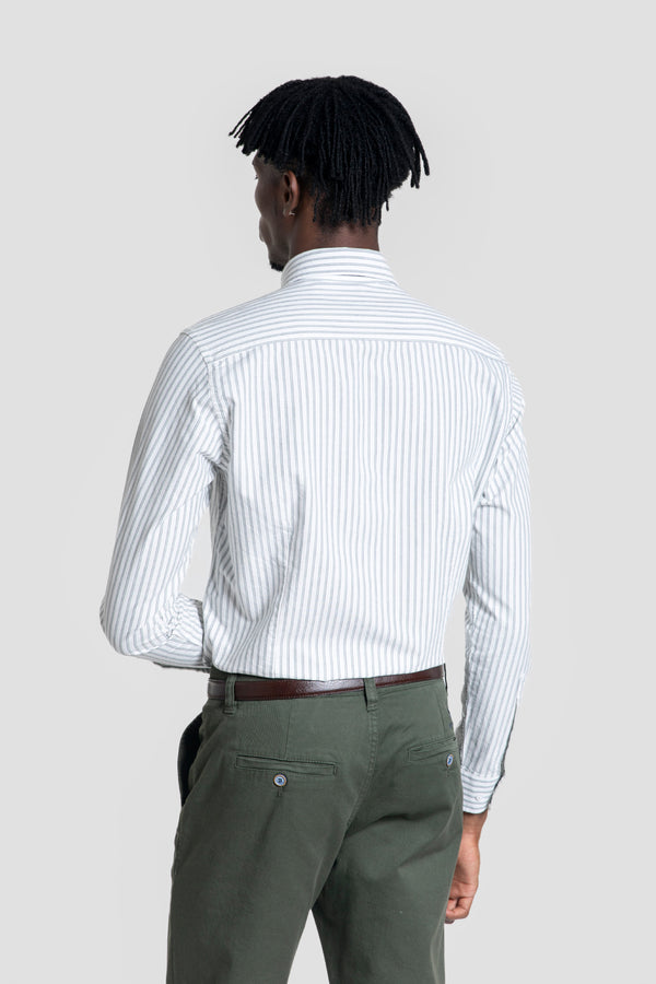 Camisa Rayas Finas Kaki