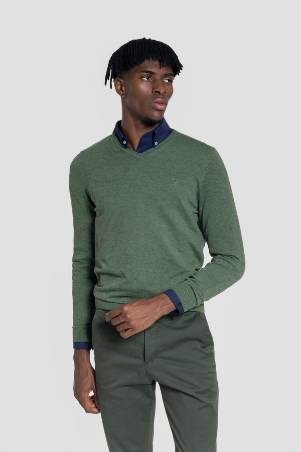 Jersey Cuello Pico Kaki - Raíces
