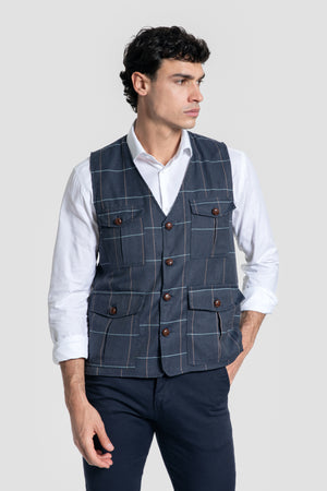 Chaleco Cuadros Marino
