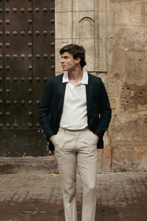 Americana de Lino Sport Azul Marino