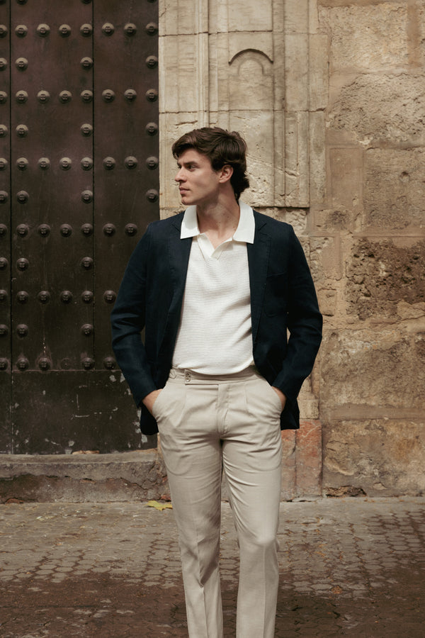 Americana de Lino Sport Azul Marino