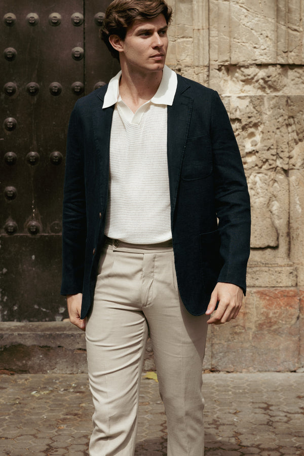 Americana de Lino Sport Azul Marino