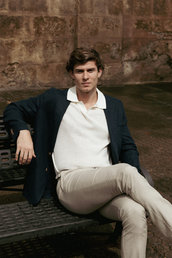 Americana de Lino Sport Azul Marino