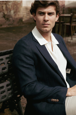 Americana de Lino Sport Azul Marino