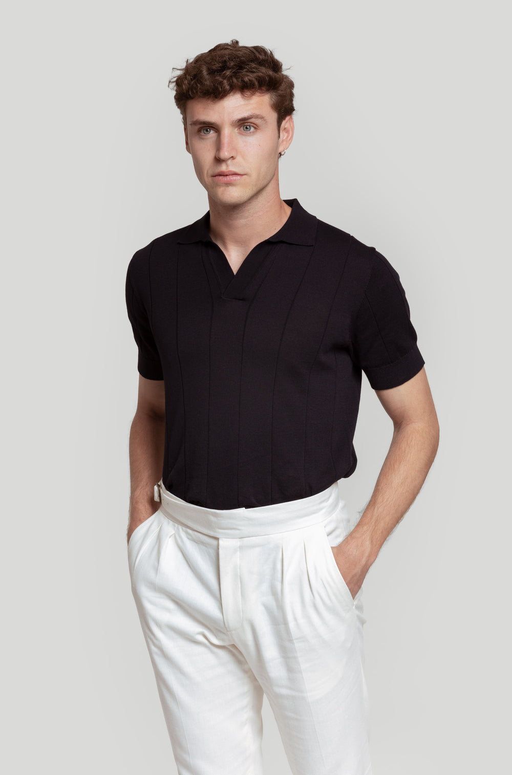 Polo Punto Raya Simulada Marino