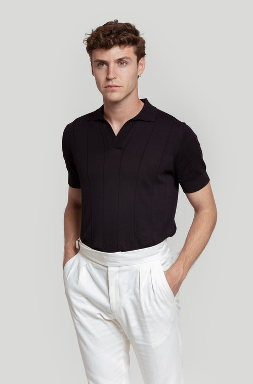 Polo Punto Raya Simulada Marino