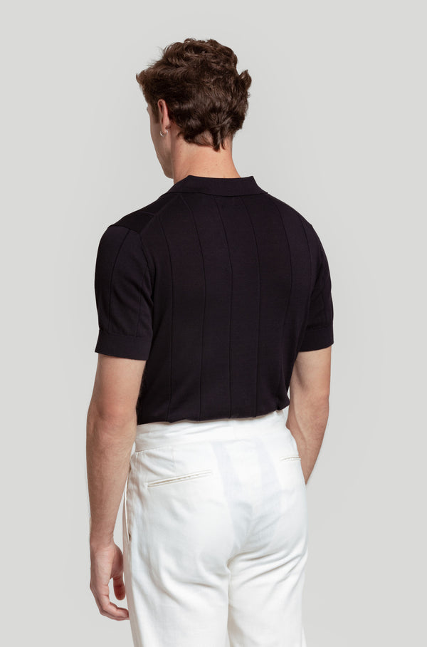 Polo Punto Raya Simulada Marino