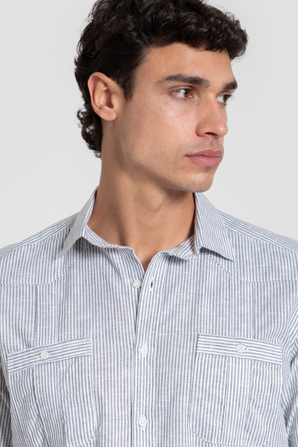 Guayabera Rayas Kaki