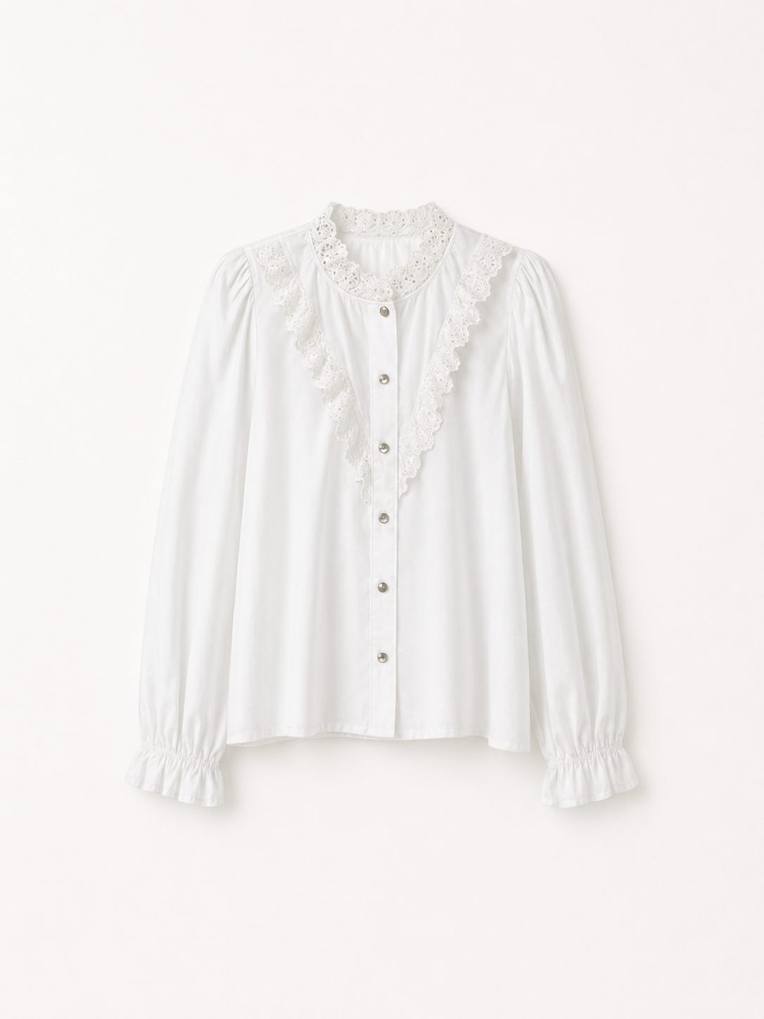 Blusa Con detalles en Perforado de Algodón