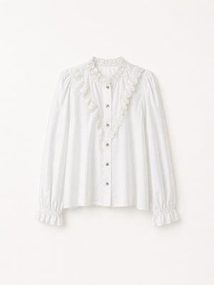 Blusa Con detalles en Perforado de Algodón