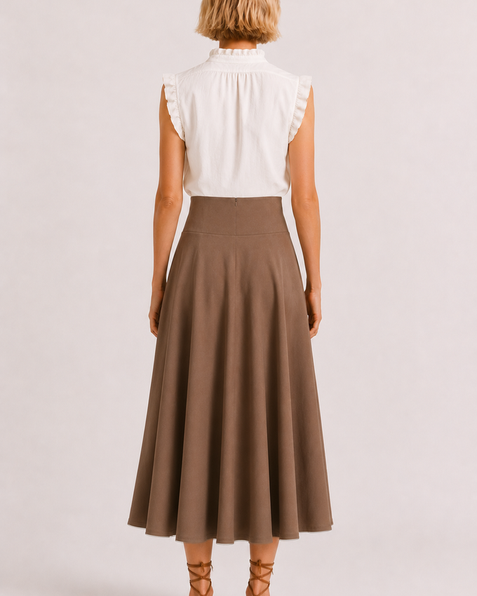 Falda Midi Botonadura Alta.