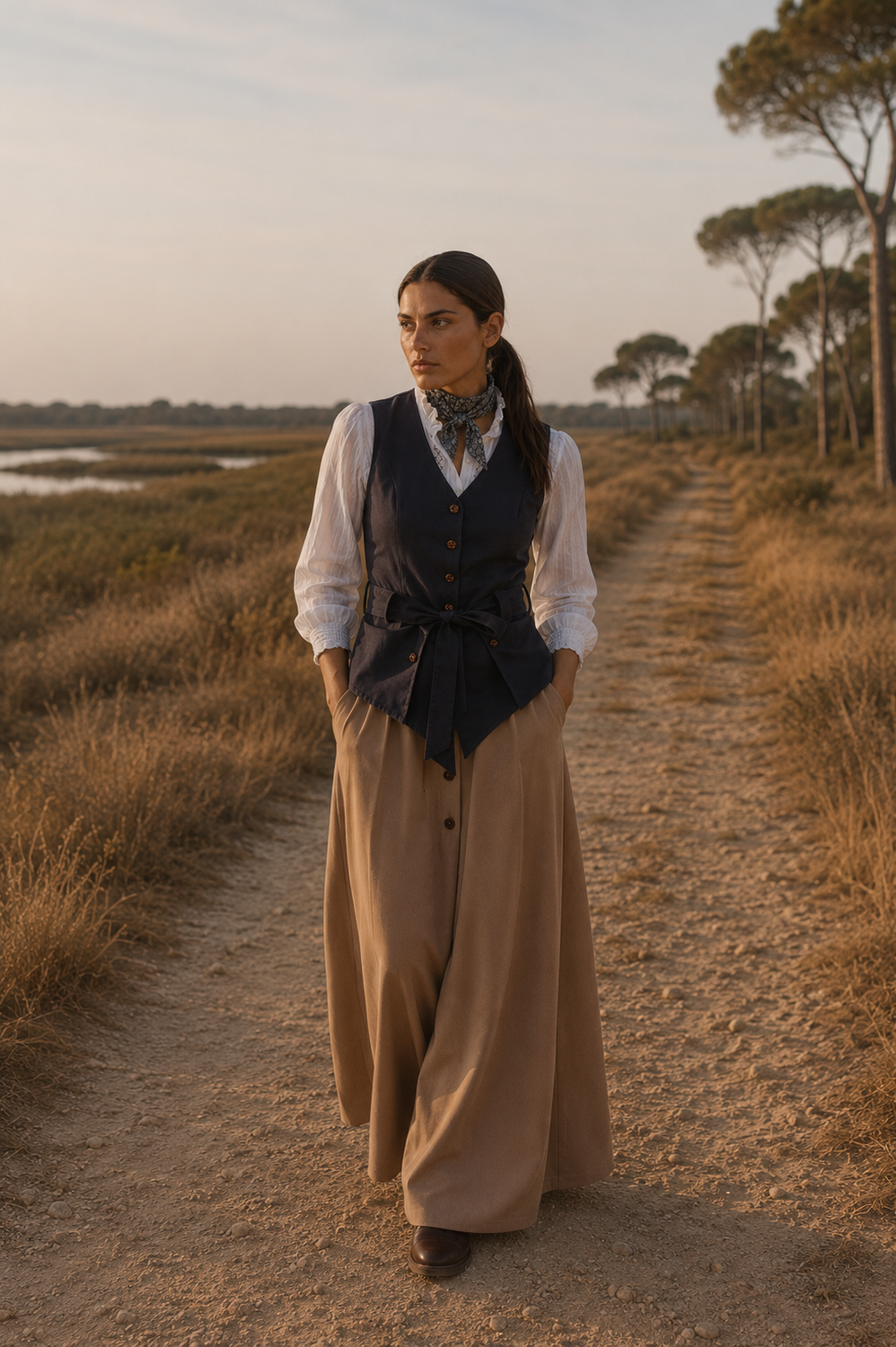 Camel Faux Suede Skirt