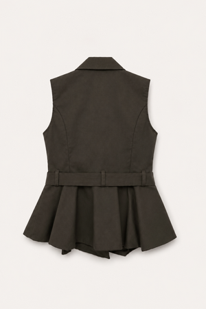 Chaleco Peplum Cinturón Kaki