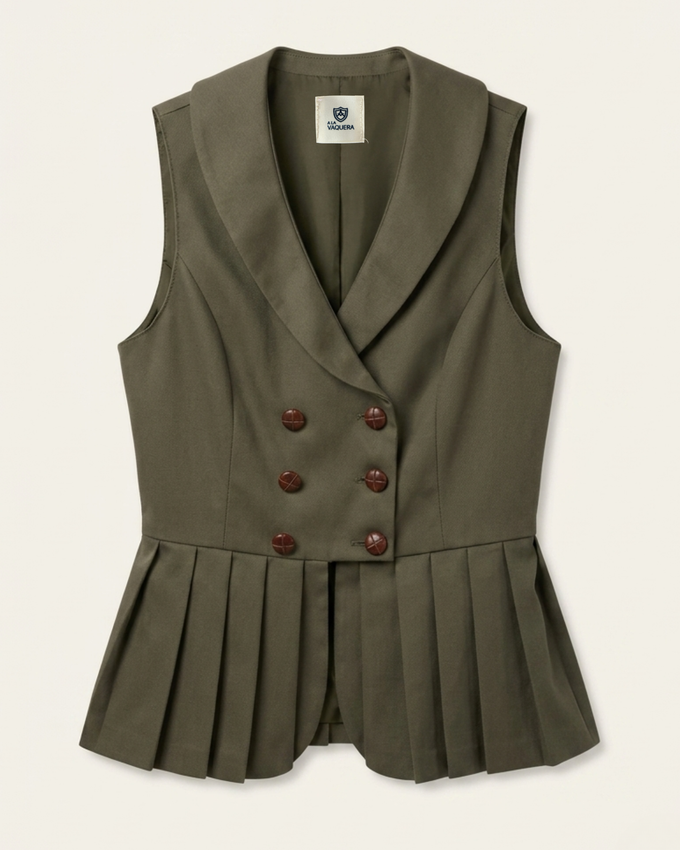 Chaleco Kaki Cruzado Peplum