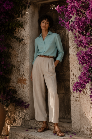 Camisa Oxford Lisa Verde Agua