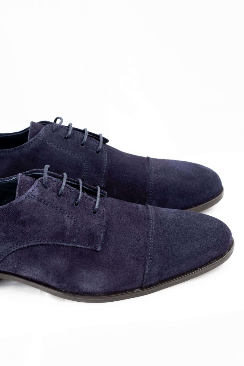 ZAPATO CLASICO ANTE CORDONES MARINO