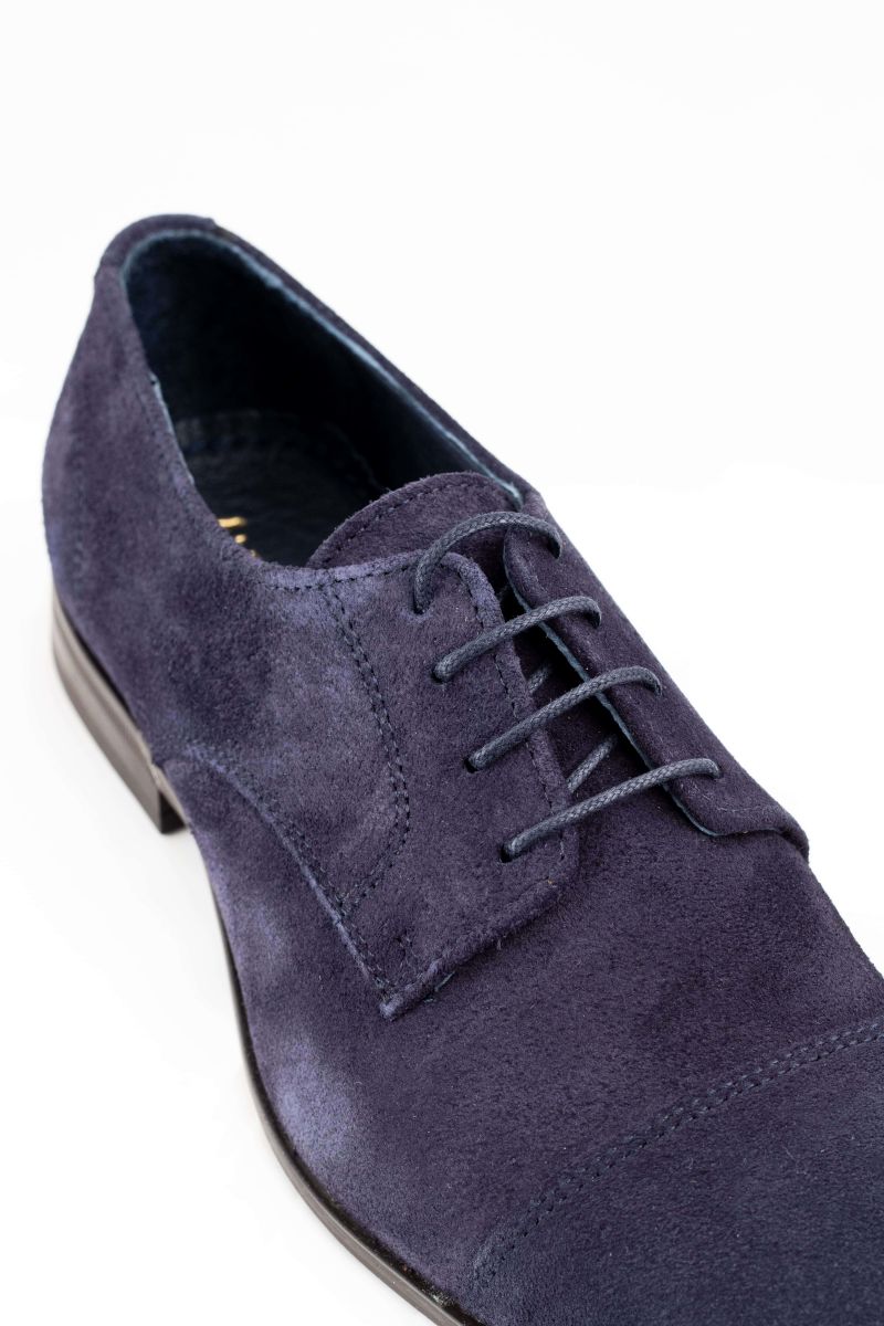 ZAPATO CLASICO ANTE CORDONES MARINO