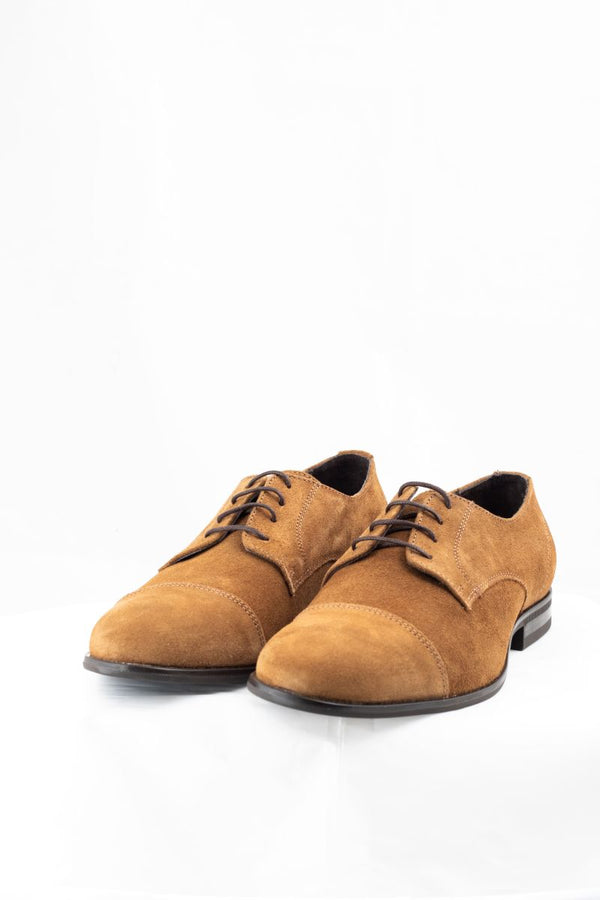 Zapato Clasico Ante Cordones Camel