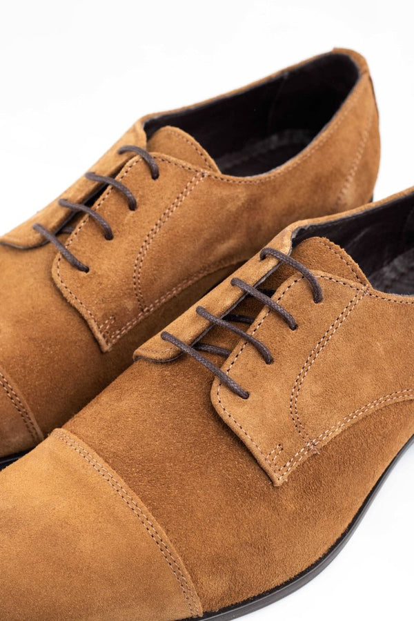 Zapato Clasico Ante Cordones Camel