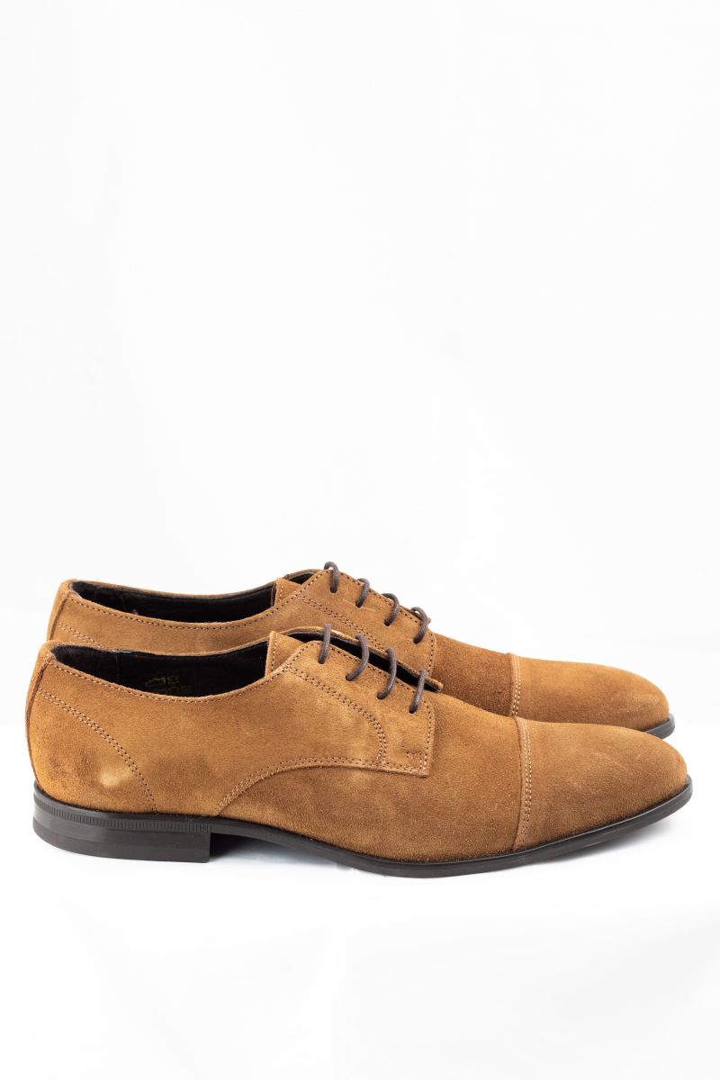 ZAPATO CLASICO ANTE CORDONES CAMEL