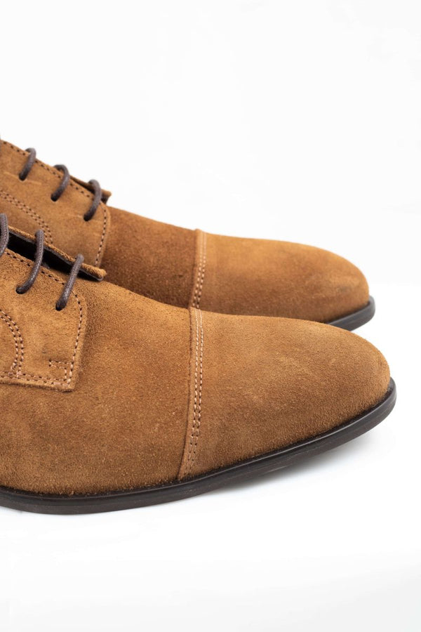 Zapato Clasico Ante Cordones Camel