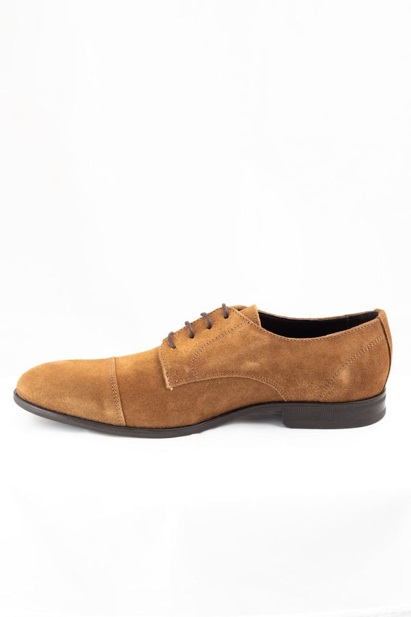 Zapato Clasico Ante Cordones Camel